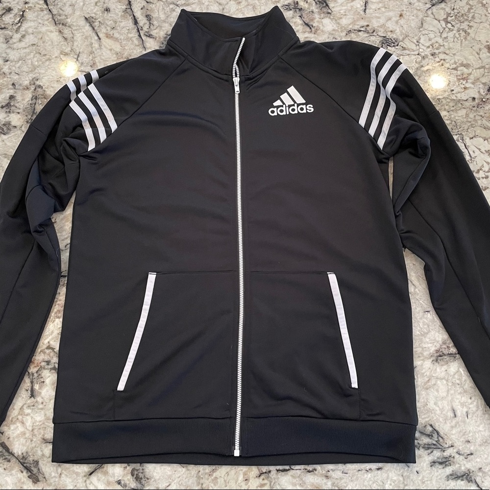 Adidas youth black and white track jacket. XL.